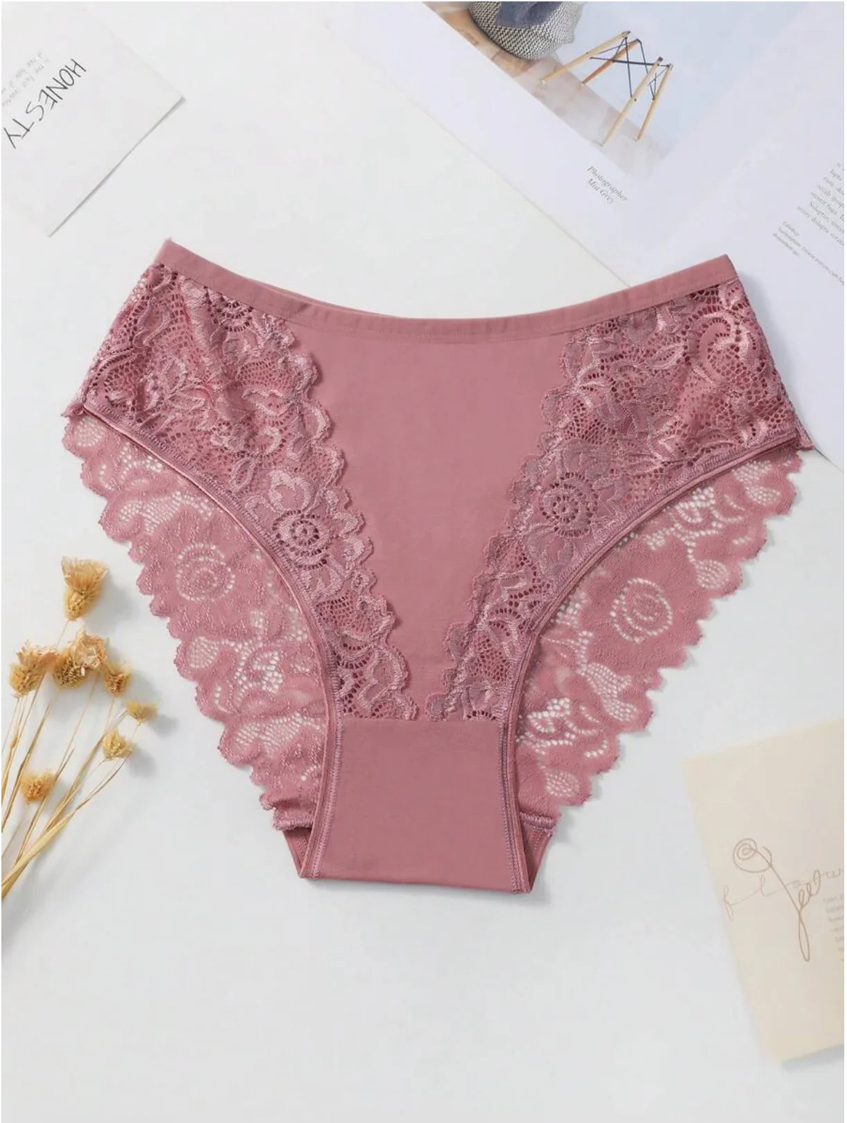 Culotte femme en dentelle rose, lingerie élégante 974 Réunion